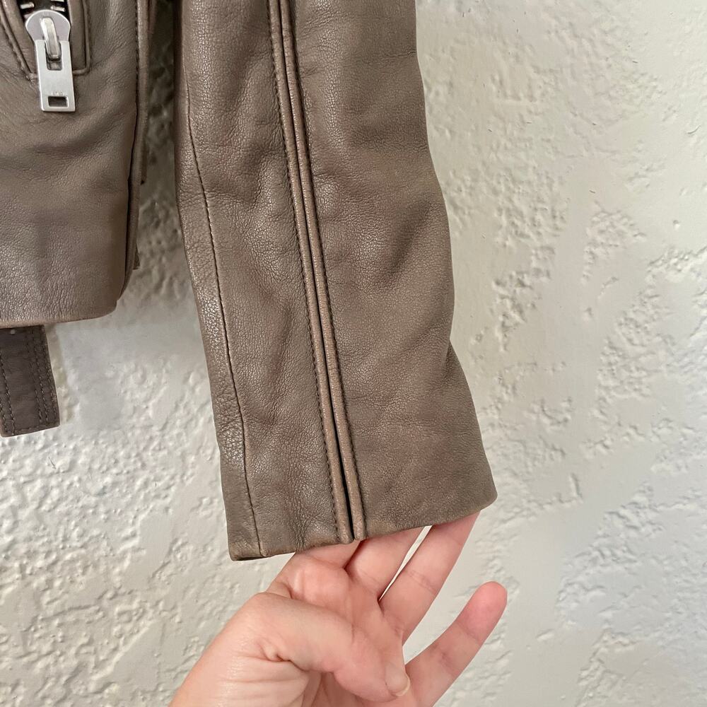 IRO Tara Leather Moto Motorcycle Biker Jacket Brown sz 40 US 6 8 - Picture 6 of 12